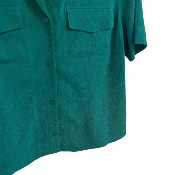 Athleta Short Sleeve Button Up Echo Top in Dark Green Womens Size Small - Picture 2 of 7
